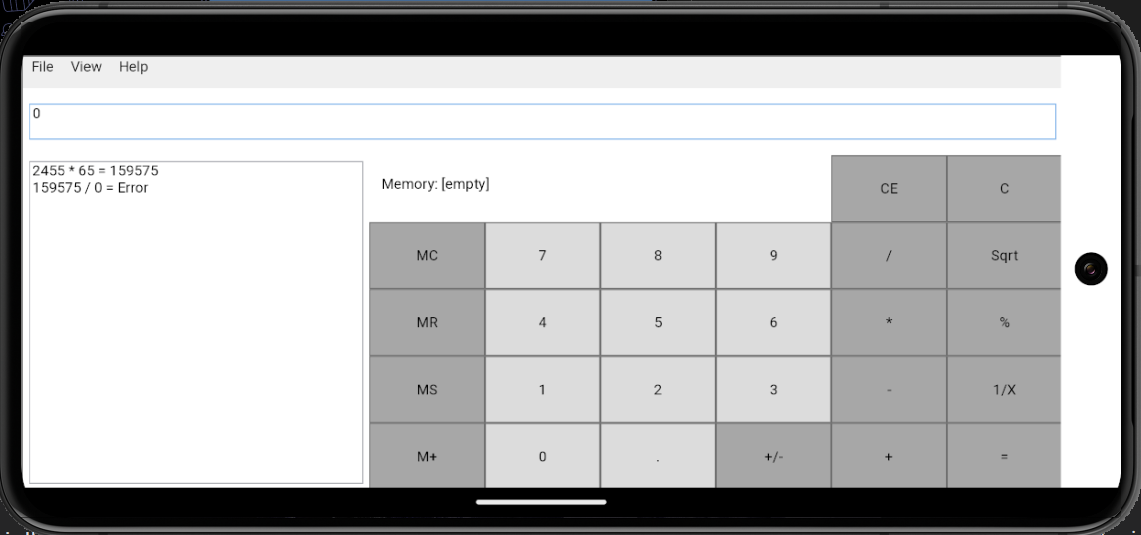 Calculator Demo on Android emulator